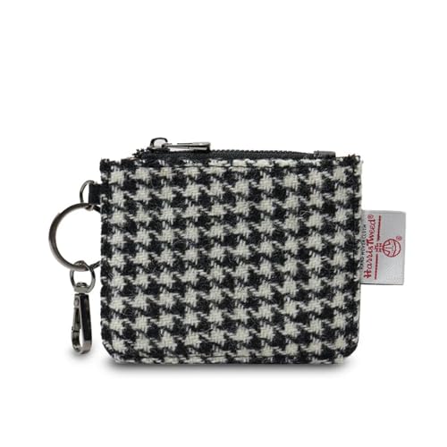 Islander The Card Zip Wallet Microfiber Leather and Harris Tweed, Schwarz und Weiß Dogtooth, Classic von Islander