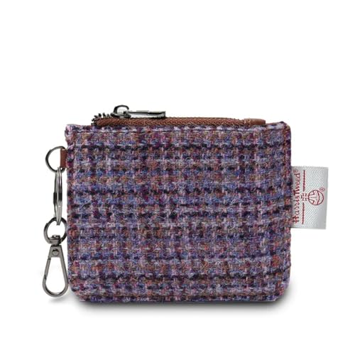 Islander The Card Zip Wallet Microfiber Leather and Harris Tweed, Violet Mini Dogtooth, Classic von Islander