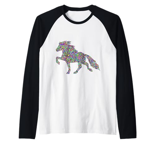 Islandpferd Tölt Pop Art Damen Kinder Raglan von Islandpferde Damen Kinder Herren Zubehör Geschenke