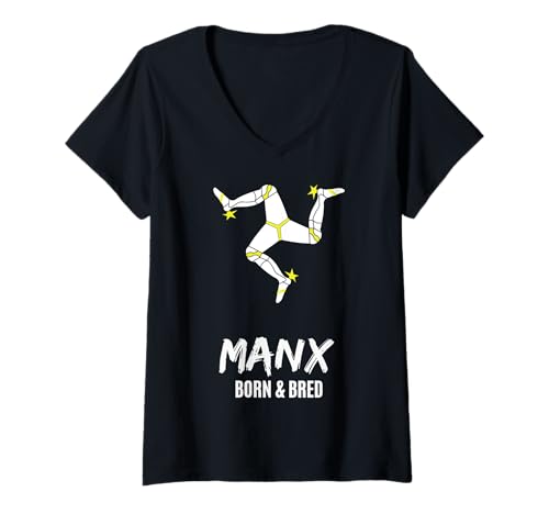 Damen Manx Isle of Man Pride Heritage Souvenir Triskelion 3 Beine T-Shirt mit V-Ausschnitt Damen Manx Isle of Man Pride Heritage Souvenir Triskelion 3 Beine T-Shirt mit V-Ausschnitt von Isle of Man Flag Manx Brattagh Vannin Men Kids