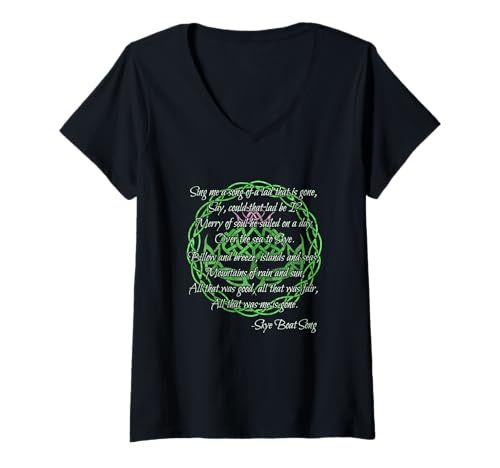 Damen Sky Boat Song Schottische Distel T-Shirt mit V-Ausschnitt Damen Sky Boat Song Schottische Distel T-Shirt mit V-Ausschnitt von Isle of Skye Scotland Gaelic Song Quotes