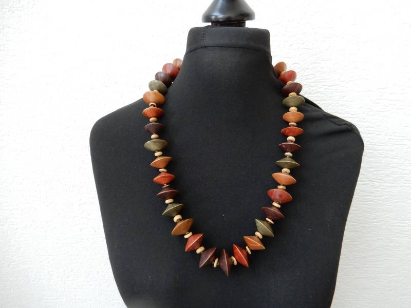 Vintage Holzperlen Halskette - 1970Er Jahre Holzkette Holzschmuck Holzperlenkette Boho Hippie Ethno von IsoKos
