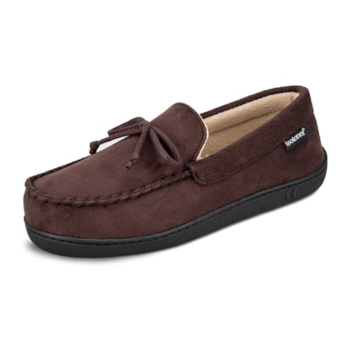 ISOTONER Men's Whipstitch Gel Infused Memory Foam Moccasin, Dark Chocolate, X-Large/11-12 M US von Isotoner