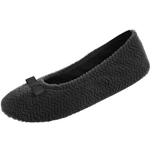 isotoner Feuchtigkeitsableitende und Wildledersohle für Komfort für Damen, Ballerinas, Schwarz, 38/39 EU von Isotoner