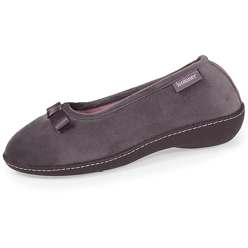 Isotoner Damenschuhe, Ballerinas, sehr weich, ultra-komfortabel, 3,8 cm Absatz, dunkelgrau, 40 EU von Isotoner