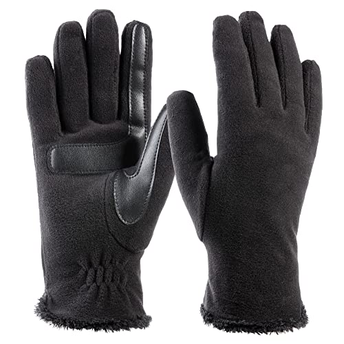 Isotoner Damen Stretch-Fleece Microluxe-Futter und Smart-Touch-Technologie Handschuhe für kaltes Wetter, Schwarz – Smartdri, Einheitsgröße von Isotoner