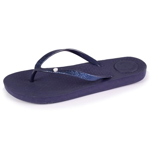 Isotoner Damen Flip-Flops Glitzer, blau, 40 EU von Isotoner