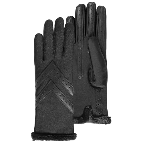 Isotoner Damen-Handschuhe, dehnbarer Stoff, Schwarz , One size von Isotoner