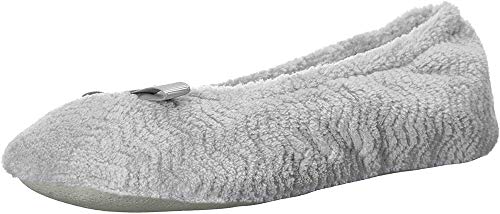 Isotoner Damen Microterry Ballerina House Slipper Hausschuh, Hellgrauer Chevron von Isotoner
