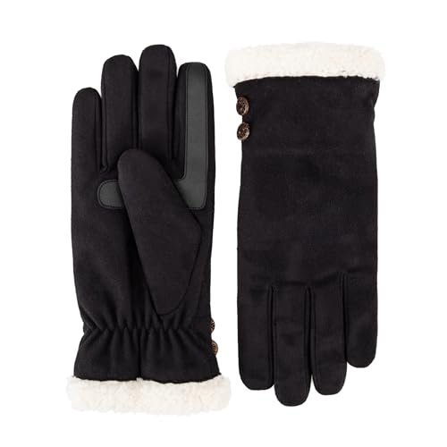 Isotoner Damen Recycelte Microsuede Wasserabweisende kaltes Wetter mit Sherpasoft-Futter Handschuhe, schwarz, X-Large von Isotoner
