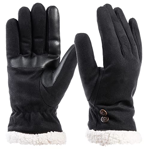 Isotoner Damen Recycelte Microsuede Wasserabweisende kaltes Wetter mit Sherpasoft-Futter Handschuhe, schwarz, X-Large von Isotoner