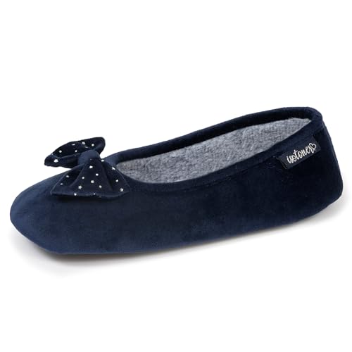 Isotoner Extra leichte Hausschuhe Ballerinas Damen Microvelours rutschfeste Sohle 35/36 von Isotoner
