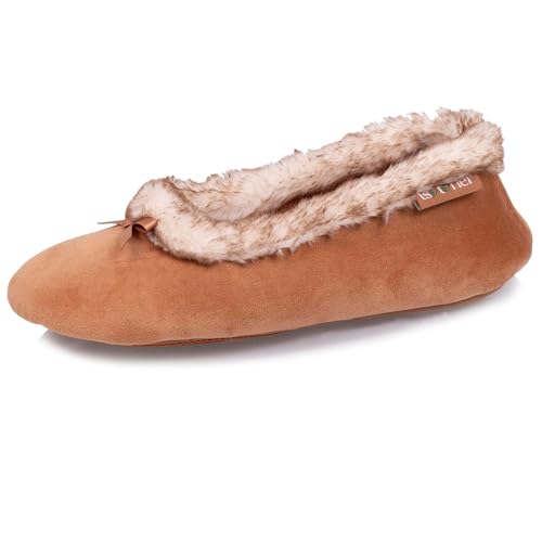 Isotoner Hausschuhe Ballerinas Damen, camel, 37/38 EU von Isotoner