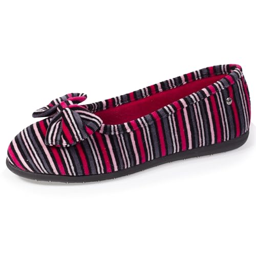 Isotoner Hausschuhe Ballerinas Damen Sohle Everywear™, streifen, 37 EU von Isotoner