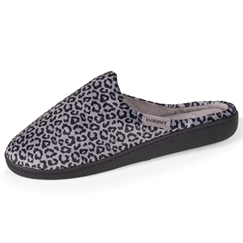 Isotoner Hausschuhe Chinelas Damen Samt Ultra weich, leopard, 37 EU von Isotoner
