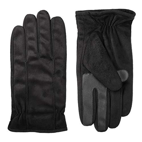 Isotoner Herren Microfiber Touchscreen Gloves w/Water Repellent Technology Handschuhe für kaltes Wetter, schwarz, Large von Isotoner