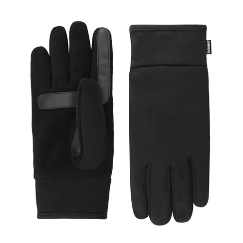 Isotoner Herren Wasserabweisende, Doppelt Gefütterte Tech-Stretch-Touchscreen Handschuhe für kaltes Wetter, Schwarz, Large von Isotoner