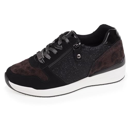 Isotoner Sehr bequeme Damen-Sneaker und Memory-Schaum-Sohlen, 3 cm Absatz, leicht anzuziehen dank Reißverschluss, Schwarz mit Leopardenmuster, 36 EU Isotoner Sehr bequeme Damen-Sneaker und Memory-Schaum-Sohlen, 3 cm Absatz, leicht anzuziehen dank Reißverschluss, Schwarz mit Leopardenmuster, 36 EU von Isotoner