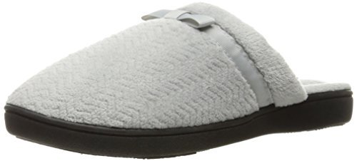 Isotoner Women's Chevron Clog W/Smartdri Slip on Slipper, Light Grey, Small/6.5-7 M US von Isotoner