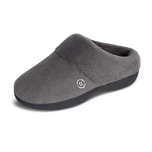 isotoner Women's Classic Hoodback W Memory Foam Slip on Slipper, Ash, Medium / 7.5-8 M US von Isotoner