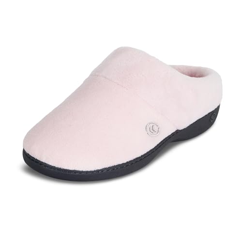 isotoner Women's Classic Hoodback W Memory Foam Slip on Slipper, Peony, Large / 8.5-9 M US von Isotoner