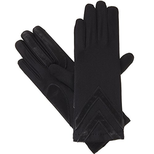 isotoner Damen Spandex Touchscreen Cold Weather Gloves with Warm Fleece Lining and Chevron Details Winterhandschuhe, Schwarz, Small-Medium von Isotoner