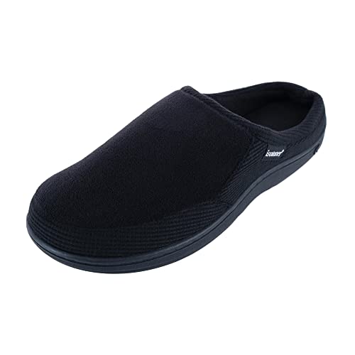 Isotoner Herren Microterry and Waffle Travis Slip-on Hoodback with Memory Foam Slipper, Schwarz, 44/46 EU, Schwarz, 43/44 EU von Isotoner