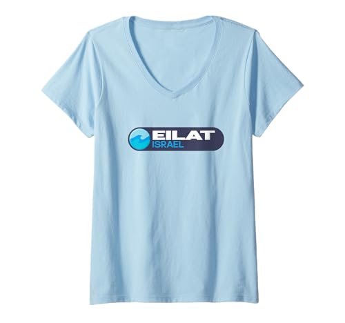 Damen Emblem des Eilat-Logos - Eilat, Israel T-Shirt mit V-Ausschnitt Damen Emblem des Eilat-Logos - Eilat, Israel T-Shirt mit V-Ausschnitt von Israel Adventure Gear