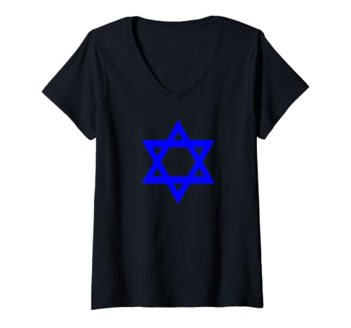 Damen Israel Davidstern jüdisches Judentum Symbol T-Shirt mit V-Ausschnitt Damen Israel Davidstern jüdisches Judentum Symbol T-Shirt mit V-Ausschnitt von Israel Star of David Jewish Judaism Symbol