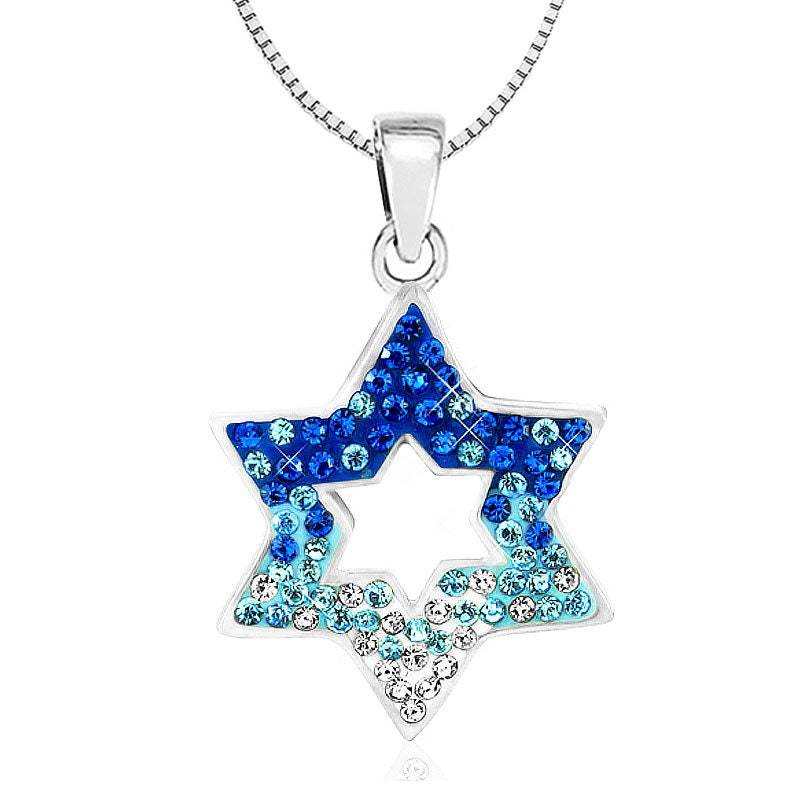 925 Sterling Silber Anhänger Set "Star Of David" Blau, Hellblau, Weiß Kristall. Megan David Halskette 925 Sterling Silber Anhänger Set "Star Of David" Blau, Hellblau, Weiß Kristall. Megan David Halskette von IsraelGiftsCo