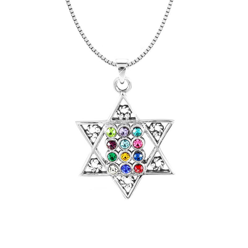 925 Sterling Silber Davidstern Hoshen Anhänger Set Mit 12 Crystal Color. Steinanhänger, Stämme Israels 925 Sterling Silber Davidstern Hoshen Anhänger Set Mit 12 Crystal Color. Steinanhänger, Stämme Israels von IsraelGiftsCo
