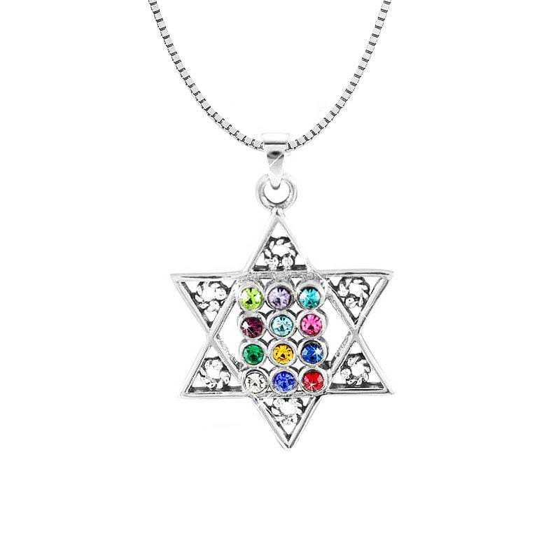 925 Sterling Silber Davidstern Hoshen Anhänger Set Mit 12 Crystal Color. Steinanhänger, Stämme Israels 925 Sterling Silber Davidstern Hoshen Anhänger Set Mit 12 Crystal Color. Steinanhänger, Stämme Israels von IsraelGiftsCo