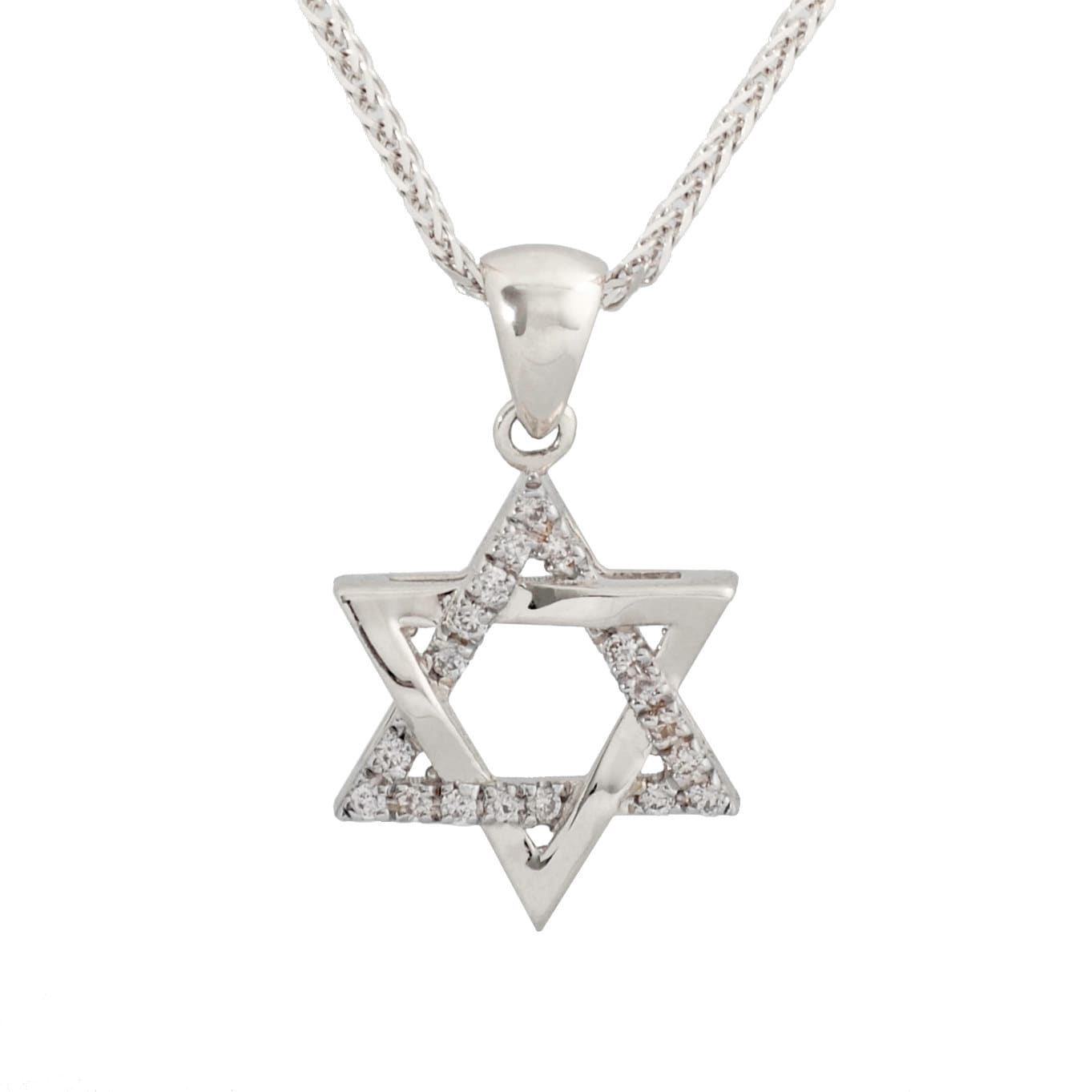 Winziger Weißgold-Davidsternanhänger, Diamant-Davidstern, 14 Karat Weißgolddiamanten Gewebter Davidstern, Magen David, Gold-Judenstern Winziger Weißgold-Davidsternanhänger, Diamant-Davidstern, 14 Karat Weißgolddiamanten Gewebter Davidstern, Magen David, Gold-Judenstern von IsraeliJudaica