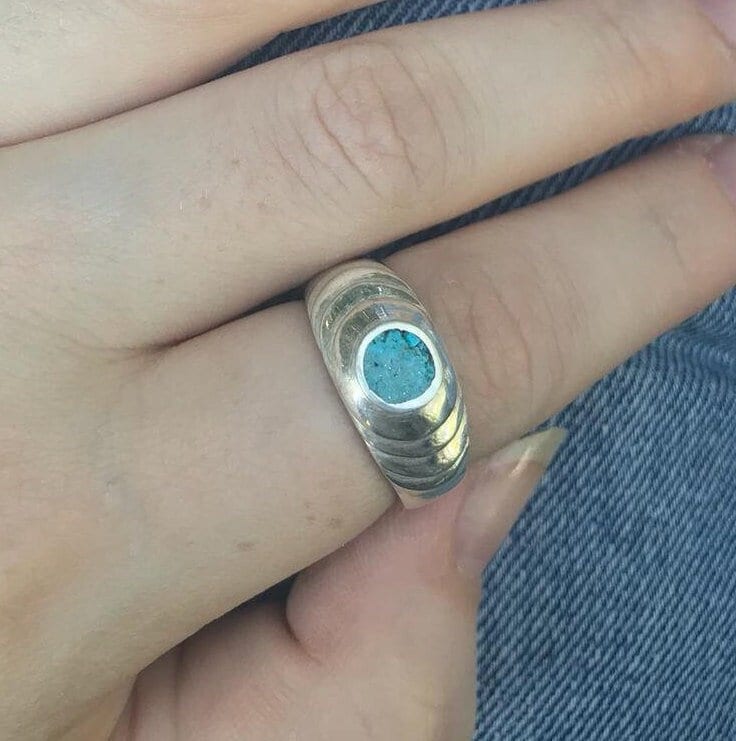 Handgefertigte Sterling Silber Türkis Ring - Boho Band von HolyLandJewels18