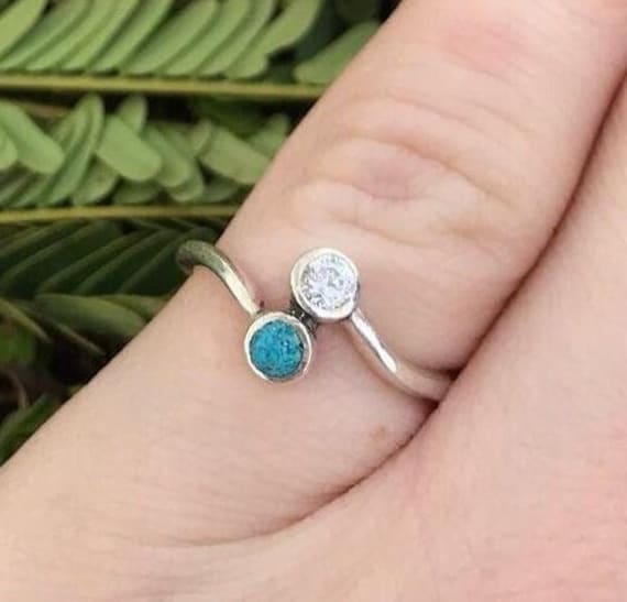 Sterling Silber Ring Mit Türkis & Zirkonia Stein von HolyLandJewels18