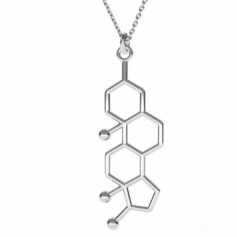 Testosteron-Hormon-Molekülhalskette - Silber, Gold Testosteron-Hormon-Molekülhalskette - Silber, Gold von IssiJewellery