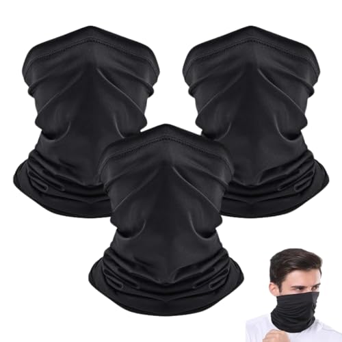 Issimober 3 Stück Schlauchschal Herren Damen, Winddicht Halswärmer Motorrad, Neck Gaiter, Winter Loop Schal für Skifahren Laufen Radfahren Motorrad, Schwarz von Issimober