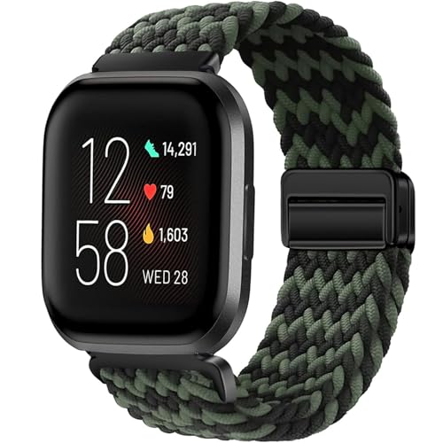 Issinlky Geflochtenes Nylonband für Fitbit Versa 2/Fitbit Versa/Fitbit Versa Lite Smartwatch, elastisches Armband für Damen Herren von Issinlky
