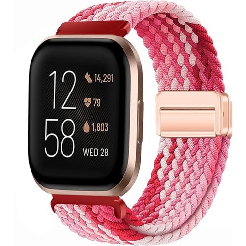 Issinlky Geflochtenes Nylonband für Fitbit Versa 2/Fitbit Versa/Fitbit Versa Lite Smartwatch, elastisches Armband für Damen Herren von Issinlky