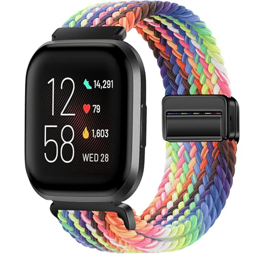 Issinlky Geflochtenes Nylonband für Fitbit Versa 2/Fitbit Versa/Fitbit Versa Lite Smartwatch, elastisches Armband für Damen Herren von Issinlky