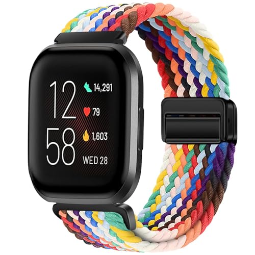 Issinlky Geflochtenes Nylonband für Fitbit Versa 2/Fitbit Versa/Fitbit Versa Lite Smartwatch, elastisches Armband für Damen Herren von Issinlky