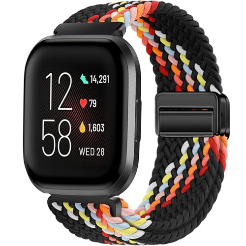 Issinlky Geflochtenes Nylonband für Fitbit Versa 2/Fitbit Versa/Fitbit Versa Lite Smartwatch, elastisches Armband für Damen Herren von Issinlky