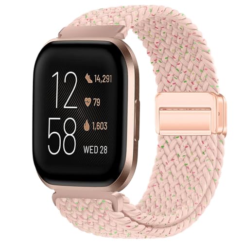 Issinlky Geflochtenes Nylonband für Fitbit Versa 2/Fitbit Versa/Fitbit Versa Lite Smartwatch, elastisches Armband für Damen Herren von Issinlky