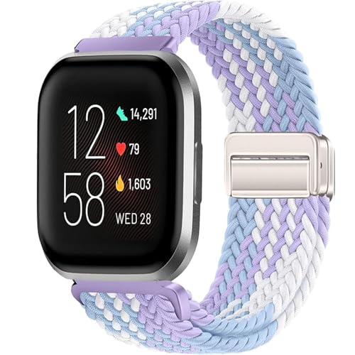 Issinlky Geflochtenes Nylonband für Fitbit Versa 2/Fitbit Versa/Fitbit Versa Lite Smartwatch, elastisches Armband für Damen Herren von Issinlky