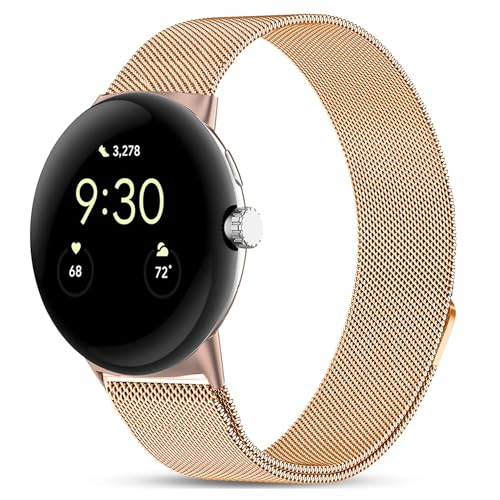 Issinlky Metal armband Kompatibel für Google Pixel Watch, Edelstahlband für Google Pixel Watch/Google Pixel Watch 2/Google Pixel Watch 3 41mm Männer Frauen von Issinlky