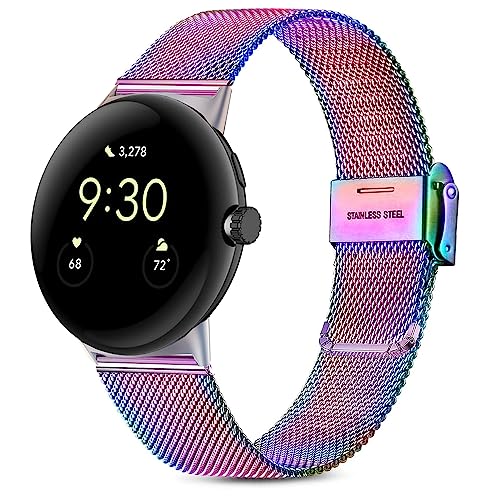Issinlky Metallband kompatibel mit Google Pixel 2, Mesh Edelstahl Metall Armband für Google Pixel Watch 2/Google Pixel Watch Männer Frauen von Issinlky