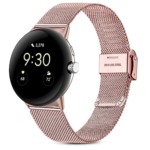 Issinlky Metallband kompatibel mit Google Pixel 2, Mesh Edelstahl Metall Armband für Google Pixel Watch 2/Google Pixel Watch Männer Frauen von Issinlky