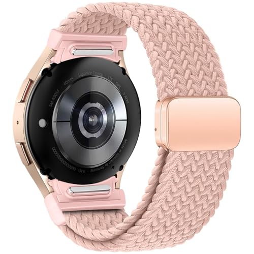 Issinlky No Gap Nylon Flechtband Kompatibel mit Galaxy Watch 7/FE/6/5/4 40mm 44mm, Elastisches Magnetschnallenband für Galaxy Watch 6 Classic/4 Classic/5 Pro Herren Damen von Issinlky