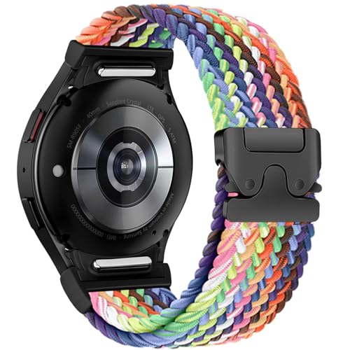 Issinlky No Gap Nylon Flechtband Kompatibel mit Galaxy Watch 7/FE/6/5/4 40mm 44mm, Elastisches Magnetschnallenband für Galaxy Watch 6 Classic/4 Classic/5 Pro Herren Damen von Issinlky