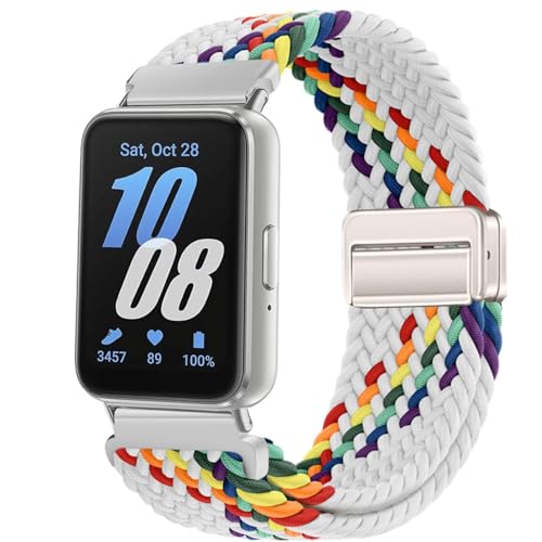 Issinlky Nylon Flechtband Kompatibel mit Samsung Galaxy Fit 3, Elastisches Magnetisches Schnallenband für Samsung Galaxy Fit 3 SM-R390 Herren Damen von Issinlky